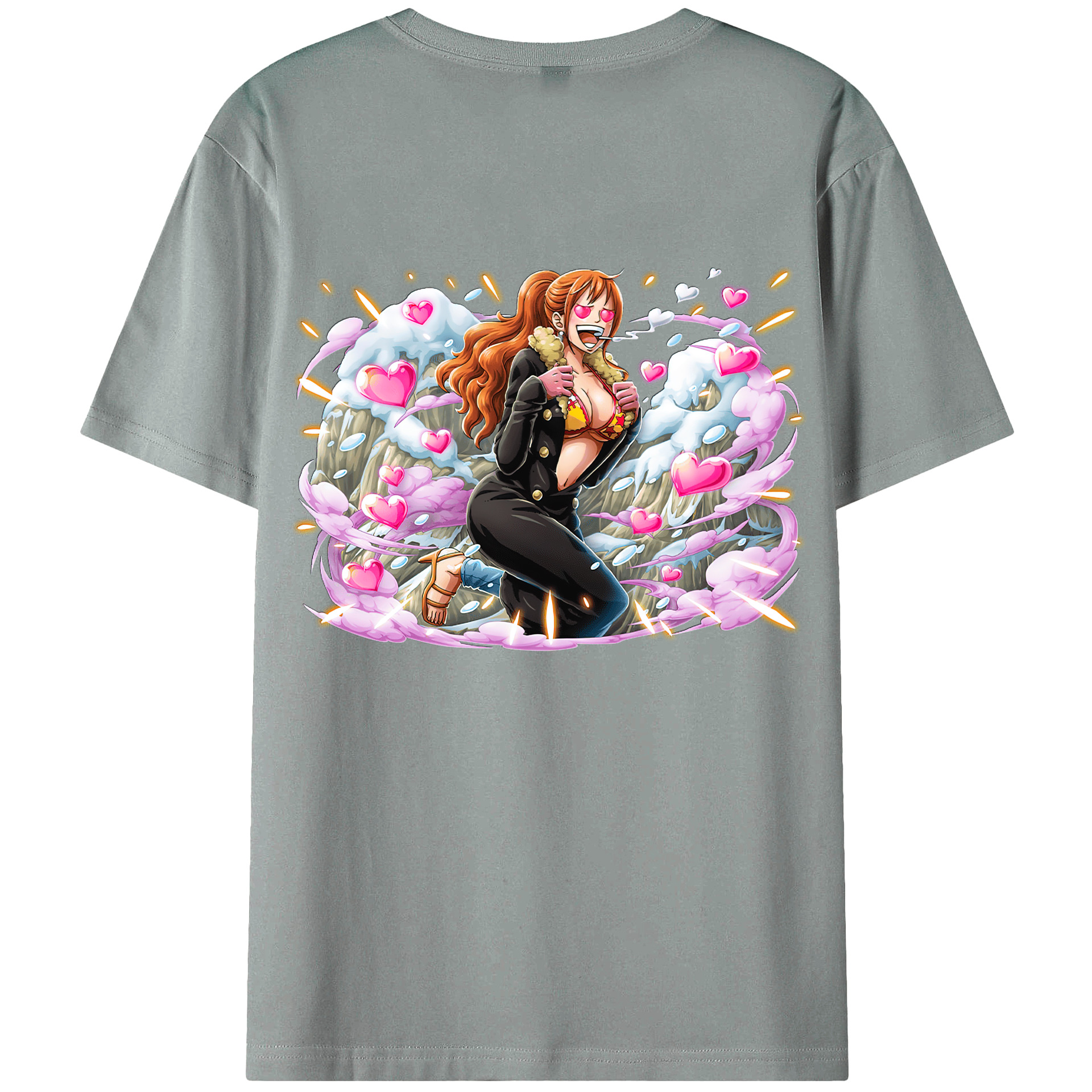 （画像用） ワンピース ナミ ONE PIECE Nami 綿100％ メンズ半袖Tシャツ（バックプリント） 通気性